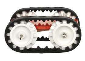 Pololu 22T track set mounted on a chassis